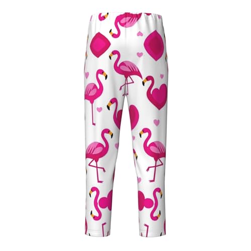 Pajama Pants Pajama Bottoms with Elastic Waistband Sleepwear Lounge Pants, Flamingo Love Heart2