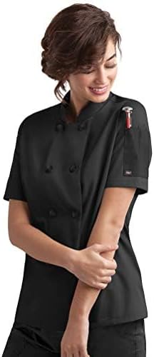 Women's Chef Coat Short Sleeve - Professional Chef Jacket, Reversible Front Closure, Thermometer Pocket & Center Back Vent - Image 8