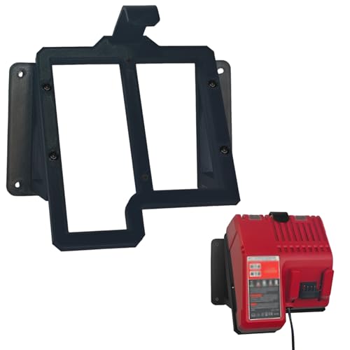 NATUHODE Power Tool Organizer Compatible with Milwaukee M12/M18 Charger Wall Mount Securely Mounts Your Charger for Garage & Workshop Organization Saving Space and Keeping Your Tools Tidy (black)