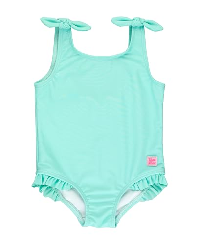 Image of RuffleButts Girls UPF50+ Sun Protection Tie Shoulder /Cross Back One Piece Swimsuit