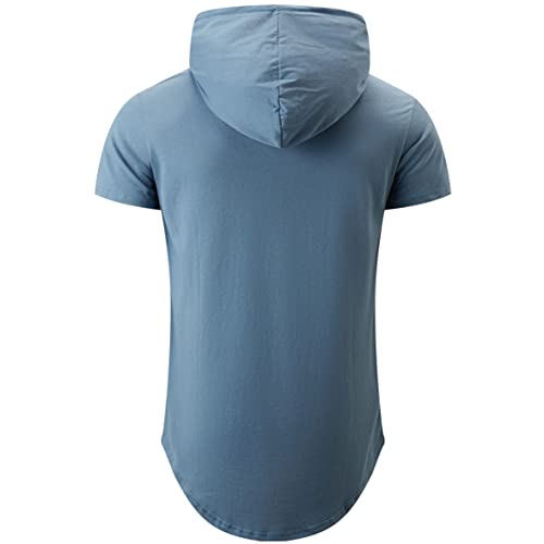 KLIEGOU Men's Hooded T-Shirt 190GSM 100% Cotton Soft Streetwear Longline Tee- Breathable Hip Hop Pullover - Pre-Shrunk2