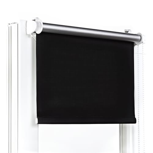 Fenster DEKOR - Rollos Für Fenster Ohne Bohren Schwarz - Verdunkelungsrollo B130 x H150 cm - Klemmrollo Verdunkelung - Fensterrollo Für Balkontüren - Verdunklungsrollo Leicht Zu Installieren