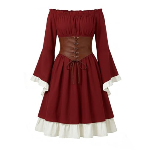 Disfraz de pirata para mujer con corsé medieval y falda de línea A