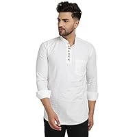 Majestic Man Cotton Solid Casual Short Kurta for Men