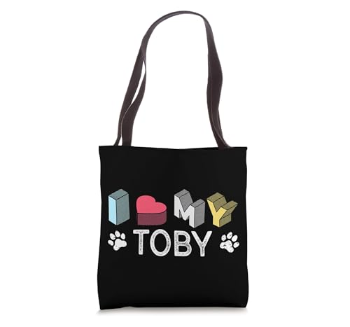Bolso tote personalizado para amantes de los perros con nombre Toby miniatura 1