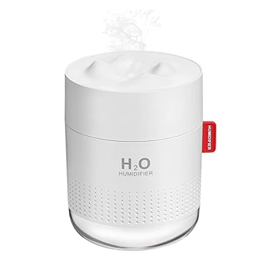 Portable Mini Humidifier, 500ml Small Cool Mist Humidifier, USB Personal Desktop Humidifiers for Baby Bedroom Travel Office Home, Auto Shut-Off, 2 Mist Modes, Super Quiet, White