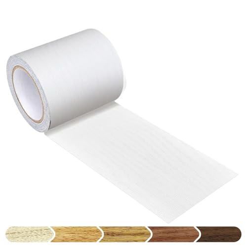 Image of White Colour Wood Border Wallpaper Peel and Stick Wooden Contact Paper for Countertops Border, Wall Corners Stickers and Wall Decor Waterproof Self Adhesive 4x120 Inch