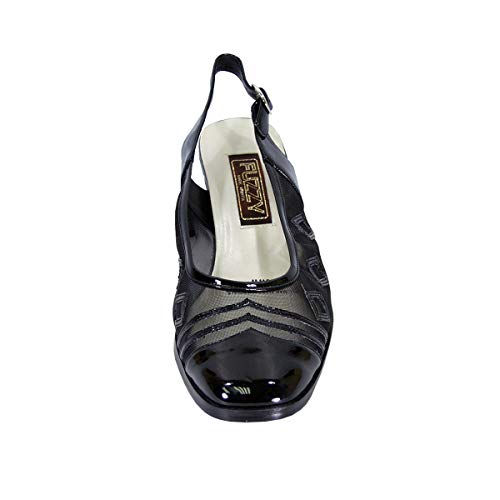 Fuzzy Greta Women's Wide Width Closed Toe Decorative Nylon Mesh Slingback2