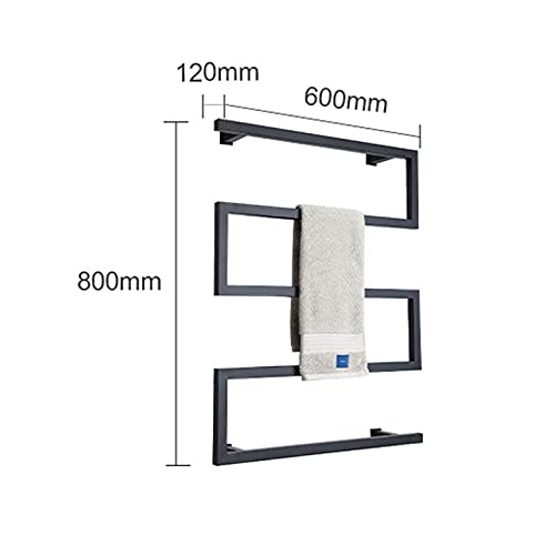 Toallero eléctrico calefactable de Pared, toallero de Acero Inoxidable 304, radiador para baño, Color Negro.