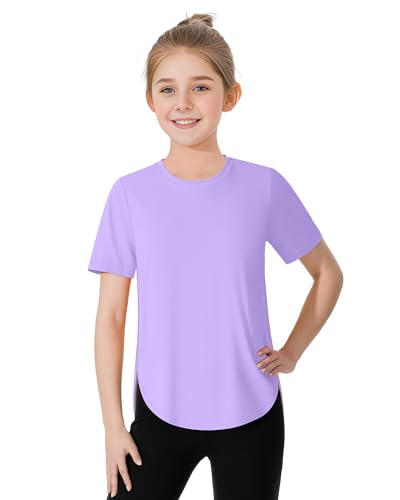 JOCMIC Girls Athletic Shirts Short Sleeve Quick Dry T-Shirt UPF 50+ Basic Tee Tops for Kids Teens Sports Activewear2