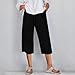 AKTCVVJ Women Capri Pants Cotton Linen Straight Leg Capris Loose Fit Fashion Capri Pants Summer Vacation Capris with Pockets Black