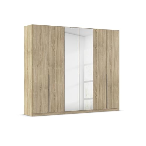 Rauch Möbel Alabama, Kleiderschrank für Schlafzimmer, Kinderzimmer, Wohnzimmer, Garderobe, Flur, 6-türig, Spiegel, mit Zubehör Basic, Farbe Eiche Sonoma, Holz, Breite 271 cm