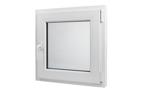 Kunststoff Fenster Dreh/Kipp 60 cm x 60 cm Anschlagrichtung Rechts inklusive Fenstergriff