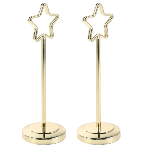 UTHCLO 2 Piezas Soportes para Tarjetas de Mesa Forma de Estrella Dorada de Portafotos Metálicos para Centros de Mesa Bodas y Eventos Especiales