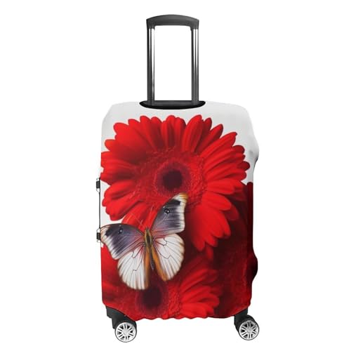 Red Flower And Butterfly Luggage Cover, Washable Elastic Suitcase Cover Protector Fit 18-32 Inch Luggage4