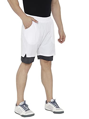 Image of CHKOKKO Double Layered Gym Shorts for Men Workout | Compression Inner Layer with Pockets Across Inner Outer and Back | Dry Fit Sports Athletic wear for Running Jogging or Training