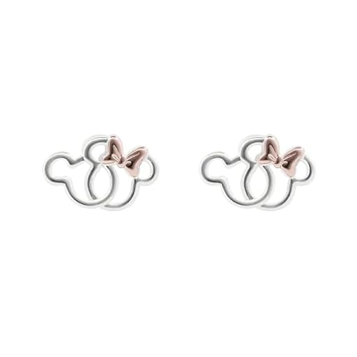 Pendientes chapados en plata con diseño de silueta de Mickey y Minnie Mouse, talla única, Chapado en plata, No es una piedra preciosa | Ya disponible en tu tienda friki favorita! En mundofriki.es!