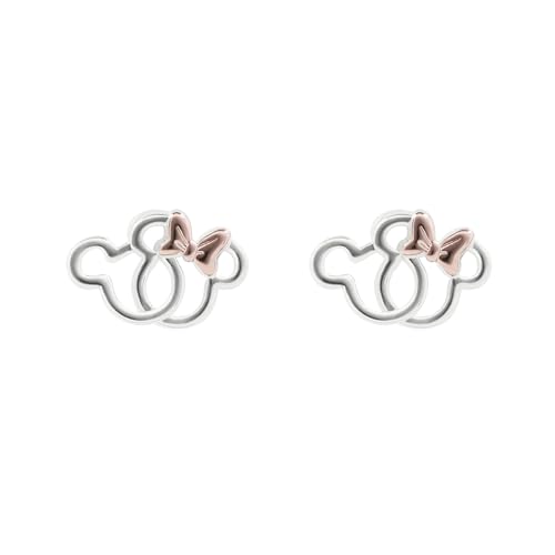 Pendientes chapados en plata con diseño de silueta de Mickey y
