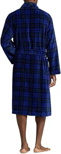 POLO RALPH LAUREN Plush Robe Royal Navy Microfiber Multi Holiday Plaid Polo Pony Player2