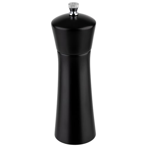 APS 40579 - Macinasale in legno di acacia, macina in acciaio inox, Ø 5 cm, altezza 17 cm, nero