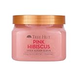 Tree Hut Pink Hibiscus Shea Sugar Scrub, Exfoliating, Hydrating & Moisturizing Body Scrub with Shea Butter & Nourishing Essential Oils, Smooth & Soften Skin, 18 oz