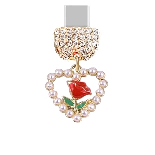 Dije de corazón con rosa TP1012 para decorar tu móvil Android o iPhone 15
