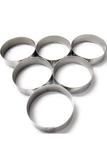 4 Inch Burger RingStainless Steel Baking Ring for Burger/Buns Round-6 Pieces