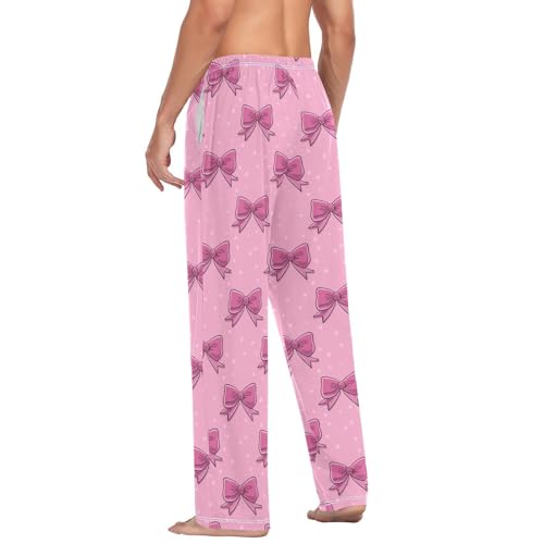 Men's Cute Pink Bows Pajama Pants with Pockets - Straight Fit Cotton Sleep Bottoms for Lounge & Nightwear#610 5