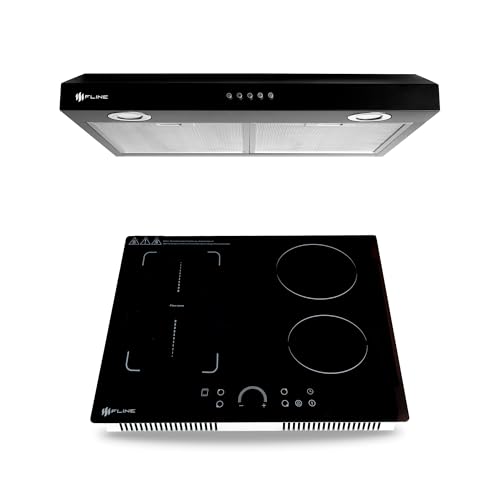 Combo parrilla de inducción y campana extractora 60 cm | Gabinete | Negra | FLINE |BEL4BR60