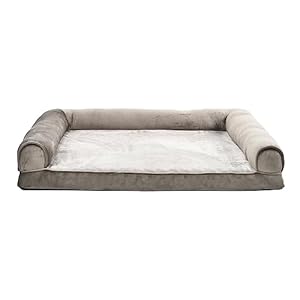 Amazon Basics Orthopedic Dog Bed Medium – Couch Style, Machine Washable, Non-Skid Removable Cover, 36″ X 27″ X 6.5″, Brown