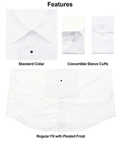 Milani Men's White Tuxedo Shirt with Convertible Barrel Cuffs2