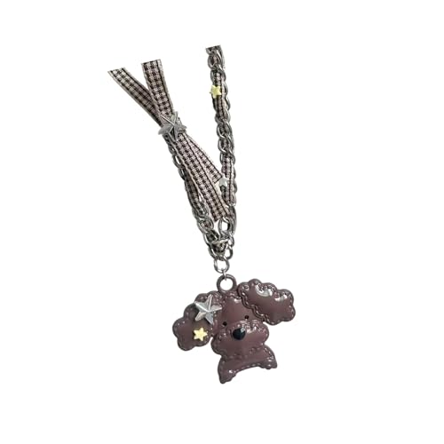 Bijoux tendance collier avec pendentif en forme de chien en métal patchwork
