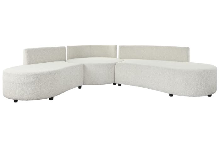Sofa Modular Redondeado desenfundable de diseño Moderno de Multiples Posiciones Blanco 180X90X75 cm Mesa