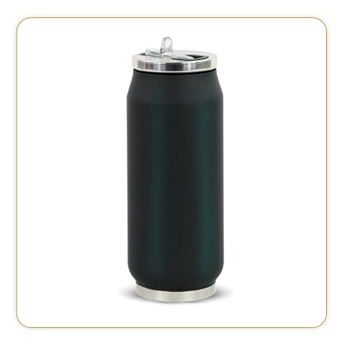 LITTLE BALANCE 8439, lata termo inoxidable 500 ml, botella reutilizable, mantiene caliente 5 h y frío 10 h, sin BPA Eco-responsable, Soft Touch, Negro Cover
