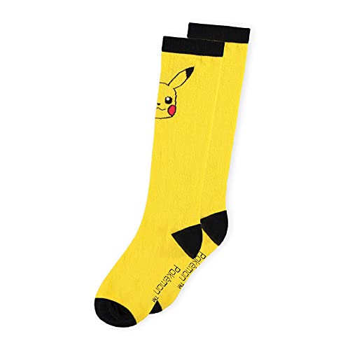 Pokemon Pikachu KH40777POK-35/38 - Calcetines hasta la rodilla para mujer, Amarillo/Negro