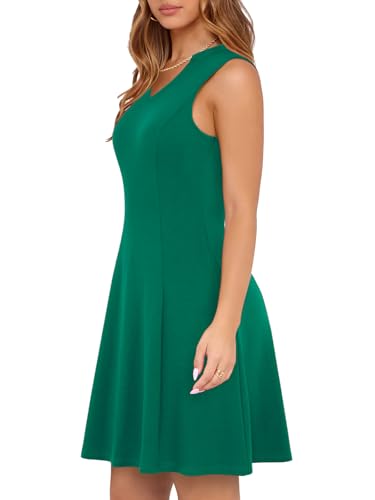 Image of YIOYOLA Womens Elegant Classy A-Line V Neck Mini Business Casual Work Dresses Party Cocktail Short Dress with Pockets