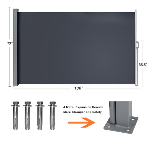 Zlinke CLP 138 Inch X 73 Inch Retractable Side Awning,Waterproof & Uv-Resistant,Folding Privacy Screen Room Divider Roll Up Balcony thumb #1