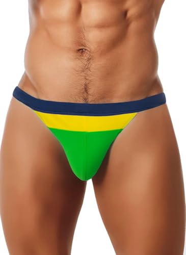 MIZOK Mens Striped Flag Swim Briefs Color Block Sport Swimsuit Swimwear2