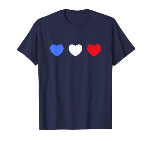 France cœurs tricolores drapeau bleu blanc rouge T-Shirt