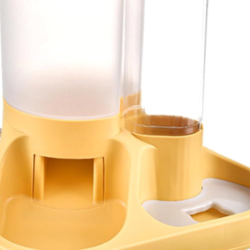 Image of Dog Bowl, 2 in 1 Automatic Cat Food and Water Bowl Set with Water Dispenser and Stainless Steel Bowl for Cats and Small Dogs Automatic Water Feeder Water Drinker (Yellow)