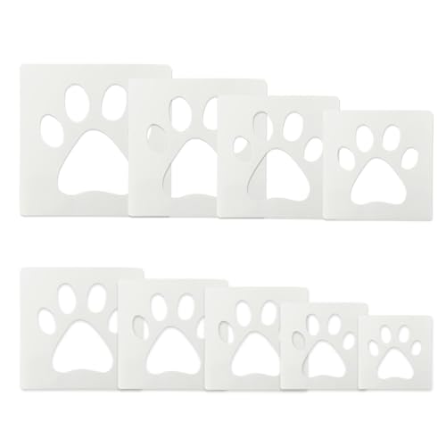 Paw Stencil, 8Pcs Large Dog Paw Stencil For Painting,Cute Bear Cat-Paw Print Stencils Template Reusable Plastic Animal-Paw Paint Stencils For Crafts Art Painting On Wood Paper Flag Wall Home Decor