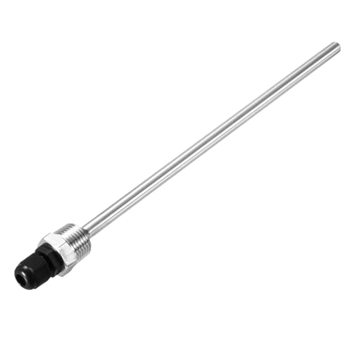 uxcell 8mm Dia G1/2 Thermowell Weldless Stainless Steel 304 with Cable Gland 300mm Length for Beer Fermenter, Black