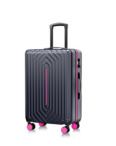 20 inch Carry-on Luggage Hardside Lightweight Suitcase with Spinner Wheels TSA Lock Airline Approved Suitcase for Travel Business, Rose Red With Dark Blue
