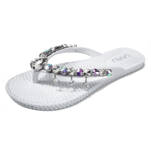 LAVAU Flip Flops for Women Dressy Rhinestone Thong Sandals for Summers Dress Beach