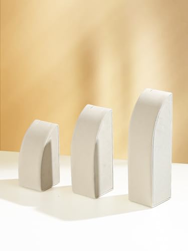 Justsoso 3Pcs/Set Necklace Holder Organizer Velvet Jewelry Display Stand For Selling Pandent Chain Necklace Rack for Show (Beige Velvet)