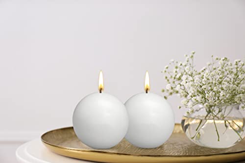 Bolsius 2 Count White Ball Candles - 2.75 Inches Unscented Candle Set - Premium European Quality - Dripless And Smokeless Clean Burning Dinner Candle - Perfect For Wedding, Party, And Special Occasion #TOP6