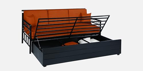 Image of 3 Seater Metal Sofa Cum Bed with Hydraulic Storage | Queen Size Sofa Cuma Bed | 3 Seater Sofa Set, Metal Sofa Set for Living Room (Rust, Queen Size (76 inch x 60 inch))