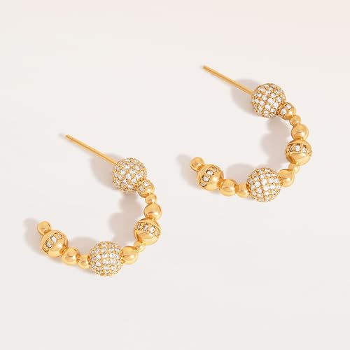 FETTERO Split Hoop Earrings 14K Gold Plated Chunky Hoop Earrings for Women Dainty Hypoallergenic Half Hoop Earring Jewelry Triple Hoop Earrings