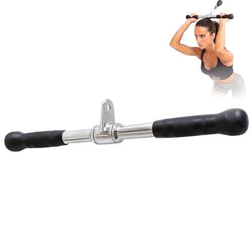 MuscleForge Gerade Zugstange 50 cm für Kabelzug, Seilzug, Latzug – Drehbar mit Gummigriffen – Trizepsstange & Latzugstange für Krafttraining – Kabelzug Zubehör für Bizeps Trizeps Rücken Schulter