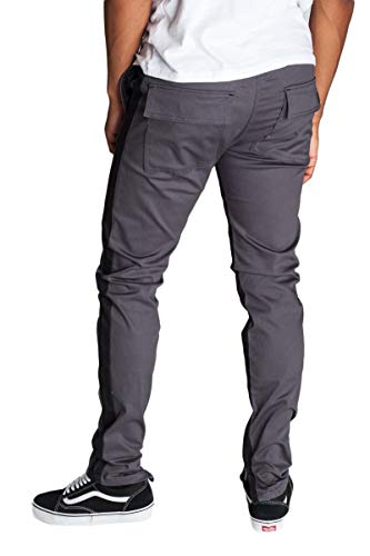 KDNK Men's Tapered Skinny Fit Joggers - Striped Track Pants with Ankle Zippers3